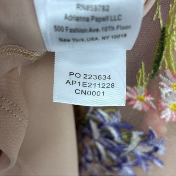 ADRIANNA PAPELL FLORAL HIGH LOW DRESS SLEEVELESS EMBROIDERED GARDEN COCKTAIL - Picture 14 of 14